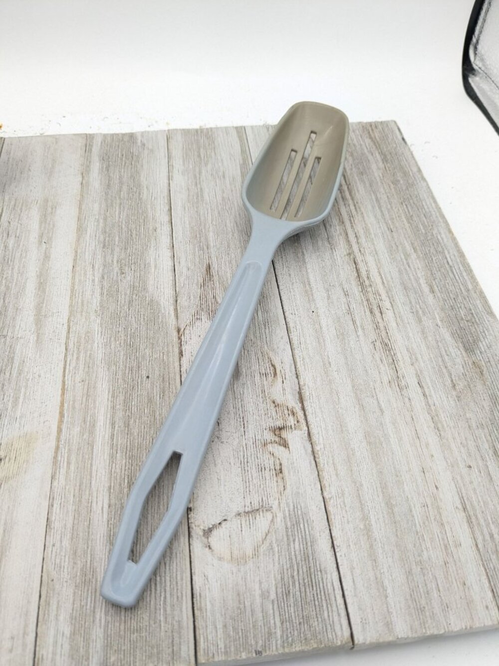 King Kraft #1 Country Blue Nylon Plastic Slotted Spoon 11" Vintage